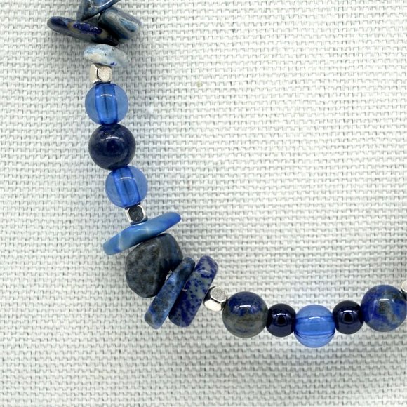 Necklace with Lapis Lazuli chips, Lapis and beads. Lobster clasp. - Picture 5 of 9
